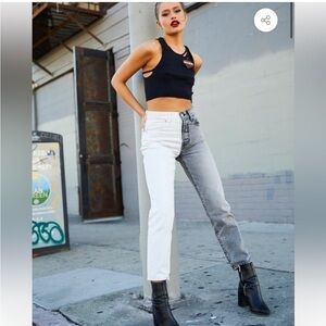 Revice True Love Checkmate Jeans Grey White Straight Button Fly Sz 26